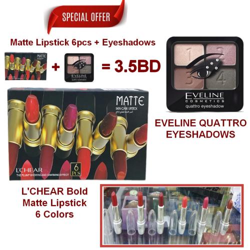Matte Lipstick 6pcs + Eyeshadows 