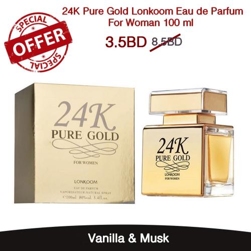 24K Pure Gold Lonkoom Eau de Parfum For Woman 100 ml 