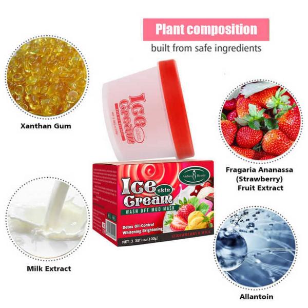 Mud Mask Deep Cleaning Moisturizing Brightening Strawberry & Milk -100g