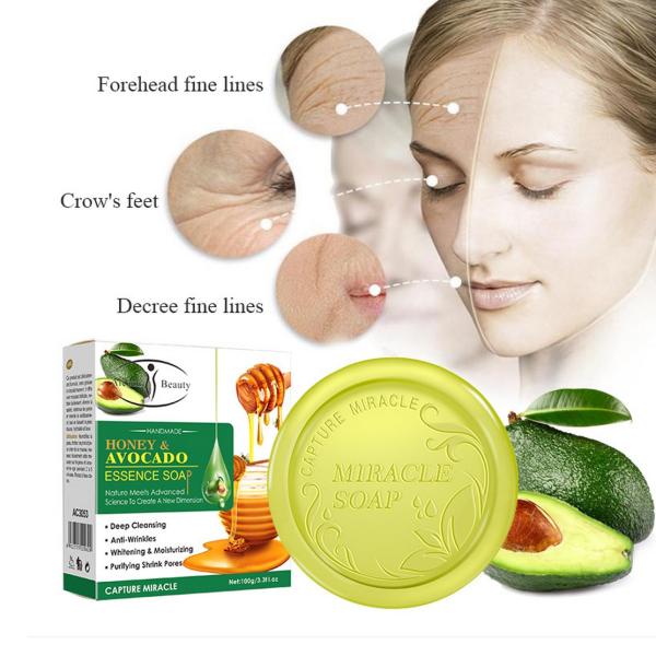 Honey Avocado Essence Handmade Soap Anti-Wrinkles Moisturizing Cleansing 100g