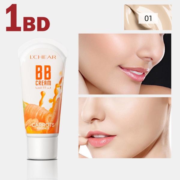 L'CHEAR Carrot BB Cream Super Concealer Long Lasting Makeup Waterproof Moisturizing Brighten Foundation (40g）
