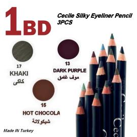 Cecile - Silky Eyeliner Pencil 3pcs