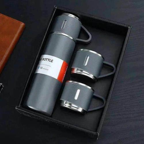 Thermos Travel Mug Water Bottle 500ml For Business Trip Gift Box Set - Gray