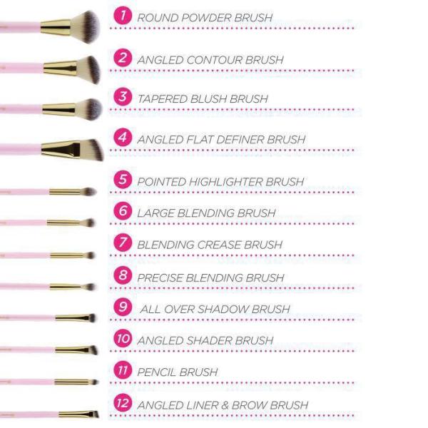 BH Cosmetics Pink Studded Elegance Brush Set 12pcs