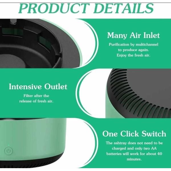 Air Purifier Ashtray, 2-in-1 Ashtray with Air Purifier