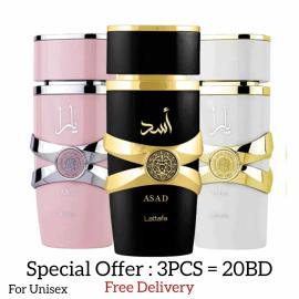 Yara lattafa Perfume For Unisex EDP 3pcs -100ml