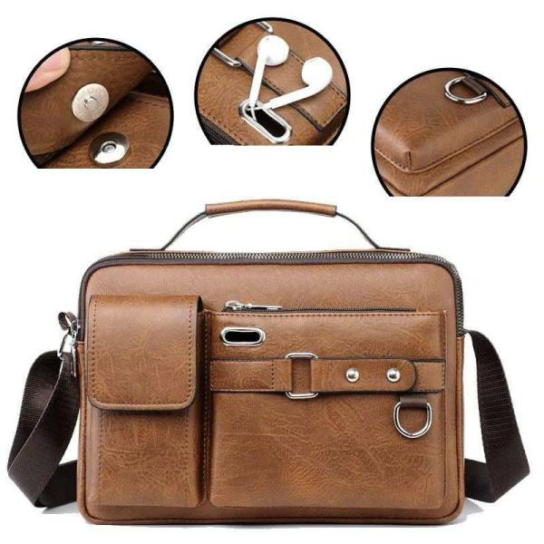 Fashion Men's Shoulder Portable PU Leather Handbag 