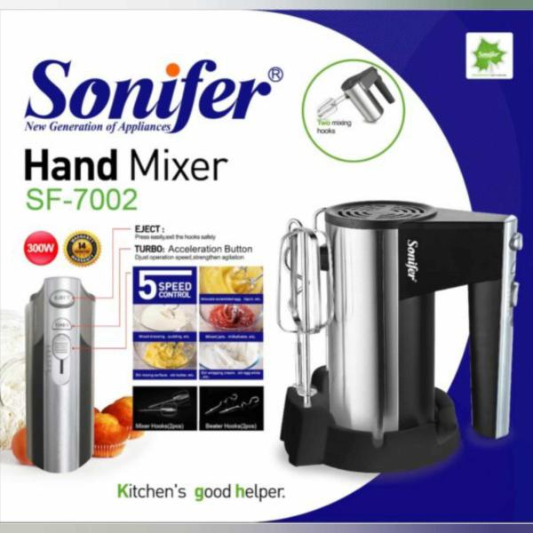 Sonifer Stainless Steel Hand Mixer with Speeds and Brushes