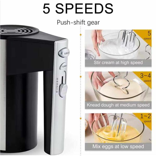 Sonifer Stainless Steel Hand Mixer with Speeds and Brushes